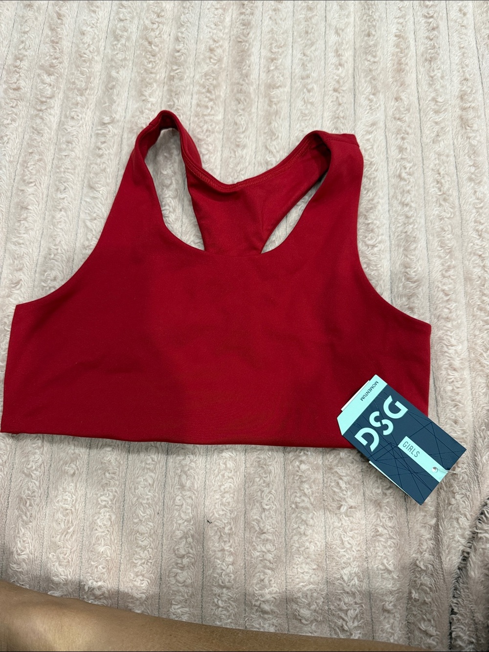 DSG Girls Red Racerback Sports Bra - Solid Stretch Support
